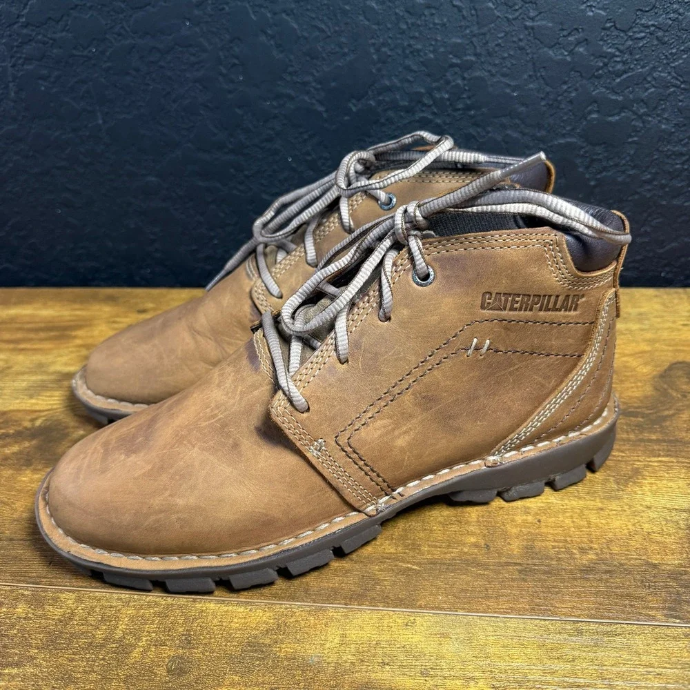 Caterpillar Fairbanks P722227 Brown Leather Chukka Work Boots Mens 9
